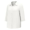 thumbnail image 5 of Ruyang Summer Shirts for Women Fashion Women's Loose Button Solid Lapel Long Sleeves T Shirt Blouse Tops Tunic Tee Shirts for Women, 5 of 9