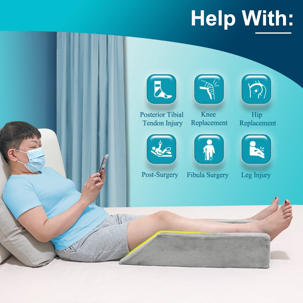 Zelen Leg Elevation Pillow Wedge Knee Leg Rest Pillows for Sleeping Post Surgery Knee Support Foam Bed Wedges Legs Bolster Foot Elevation After Surgery Elevating Pillow Positioning Wedge Cushion