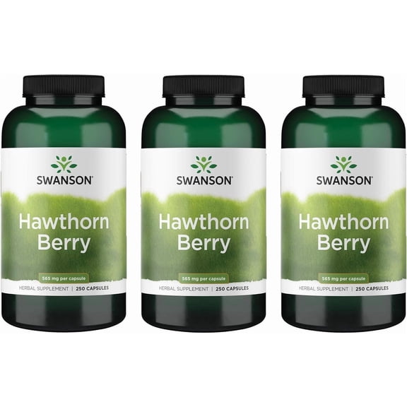 Swanson Hawthorn Berry Supplement- Antioxidant Flavonoids (250 Capsules, 565 mg each) 3 Pack