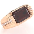 thumbnail image 2 of Men's Garnet Diamond Channel Ring In Solid 14k Rose Gold, 2 of 6