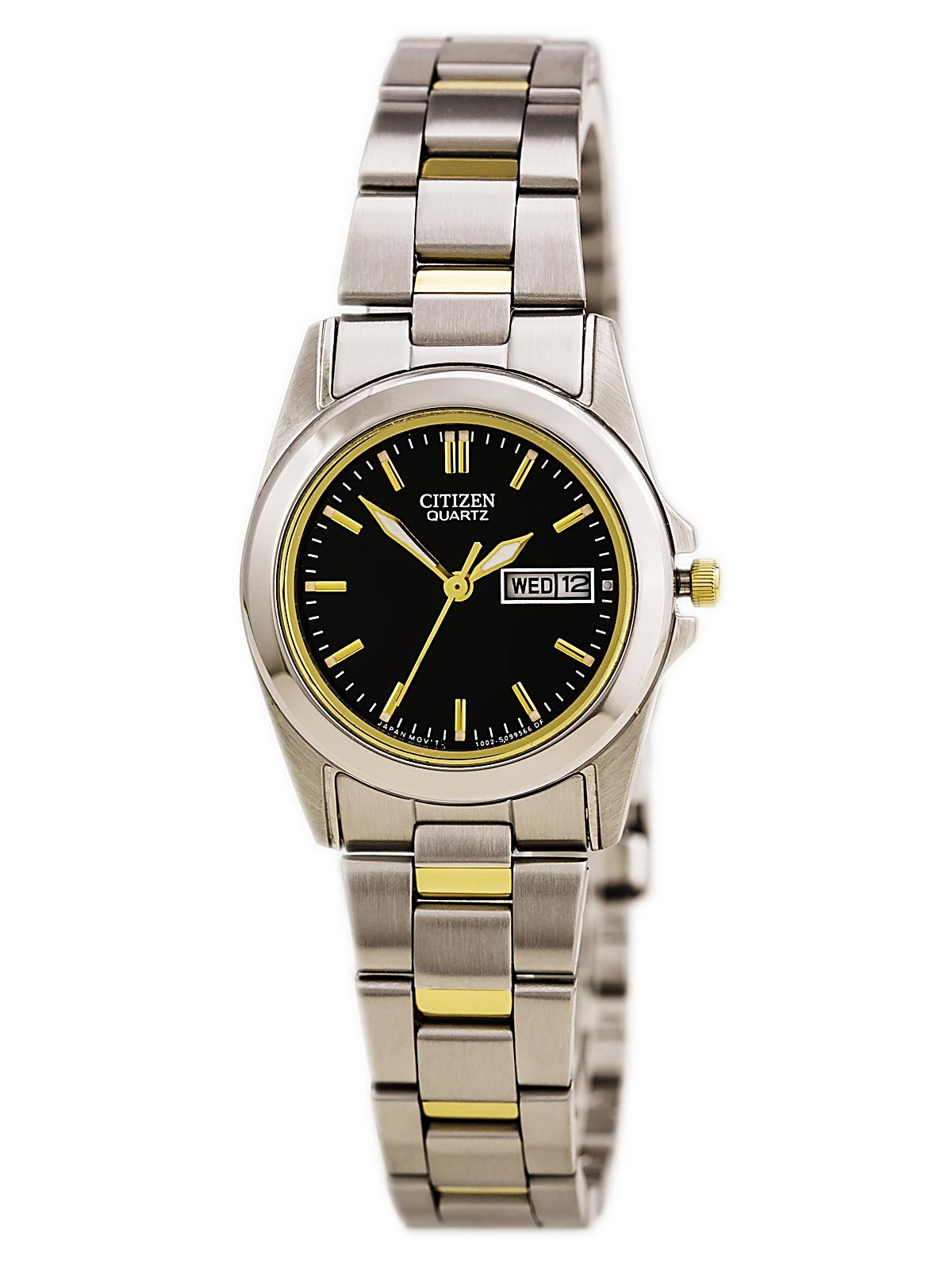 CITIZEN Women s EQ0564 59E Quartz Day Date Black Dial Two Tone Bracelet