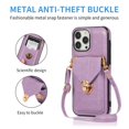 thumbnail image 3 of Nalacover Wallet Case for iPhone 15 Pro Max Crossbody with Lanyard, Elegant PU Leather Shoulder Strap Case with Credit Card Holder, Full Protection Metal Buckle Shockproof Phone Case, Purple, 3 of 6