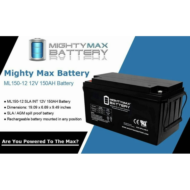 Mighty Max 12V 150AH AGM SLA Replacement Battery, Deep Cycle