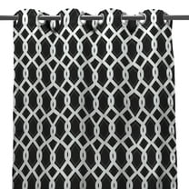 Jordan Manufacturing 54" x 84" Cayo Black Lattice Grommet Semi-sheer Outdoor Curtain Panel (2 Pack)