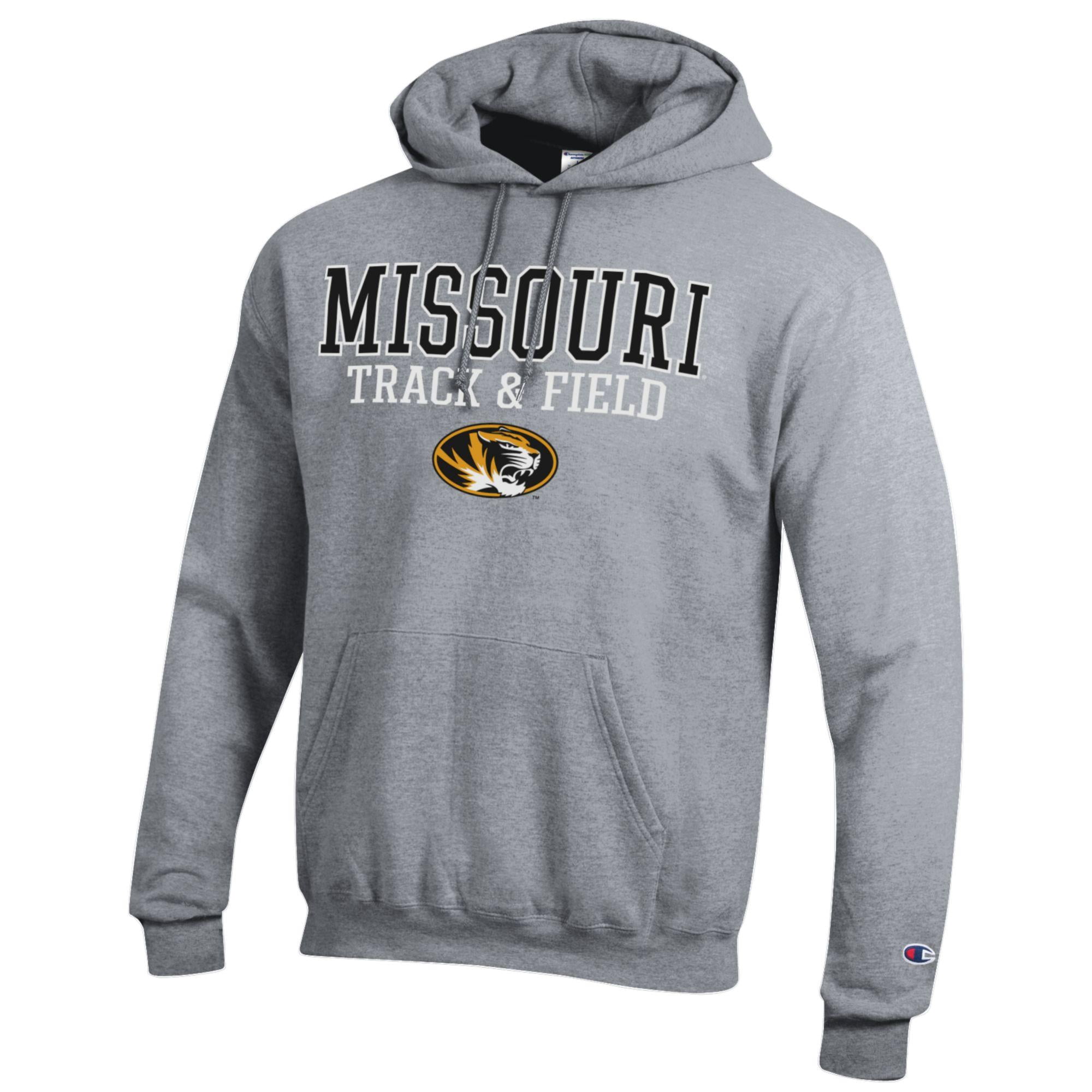 Men's Champion  Gray Missouri Tigers Track & Field Stack Powerblend Pullover Hoodie