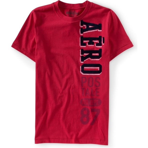 Aeropostale - Camiseta con gráfico de fieltro vertical para hombre, color rosa, XXL Aeropostale Camiseta gráfica