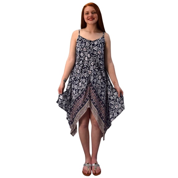 Peach Couture Womens Gypsy Fashion Handkerchief Hem Spaghetti Strap Tunic Dress