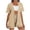 Khaki, variant on Women's Polka Dot Two Piece Set, Kimono-Style Open Front Cardigan, Matching Shorts Casual Outfit for Summer Vacation