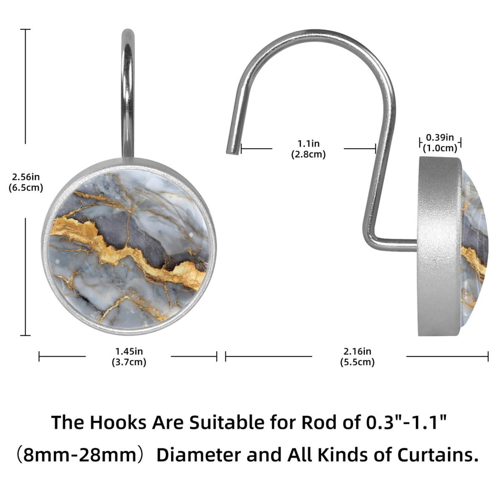 HemaKayy 12 Pcs Shower Curtain Hooks Bathroom Decorative Accessories Gold Marble