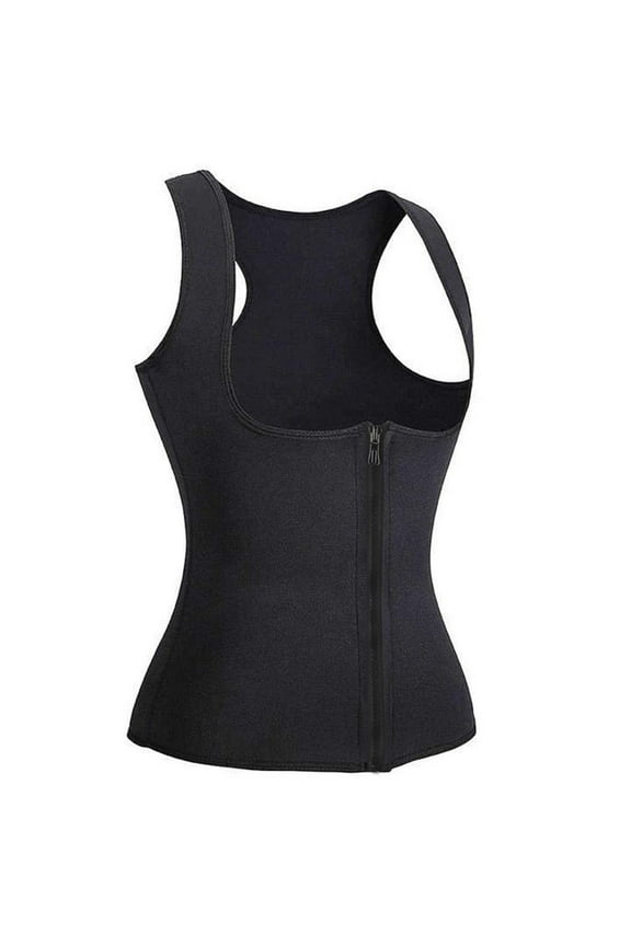 Women's Workout Body Shaper Fitness Vest Waist Trainer Sport Corset Slimming Trimmer Sweat Enhancer Gym Training Compression Wear L Size Black