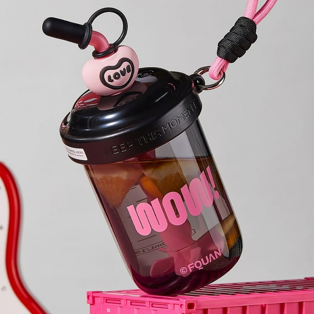 Vaso mezclador de proteína en polvo de 580 ml | Botella de agua para estudiantes | Vaso de plástico con pajita de gran capacidad | Mezclador antiderrames y antifugas | Vaso portátil para gimnasio,