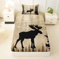 thumbnail image 3 of Castle Fairy Animal Moose Twin Sheets 3pcs,Vintage Jungle Wildlife Bedding,Black Cream,1 Fitted Sheet, 1 Flat Sheet and 1 Pillowcase, 3 of 6