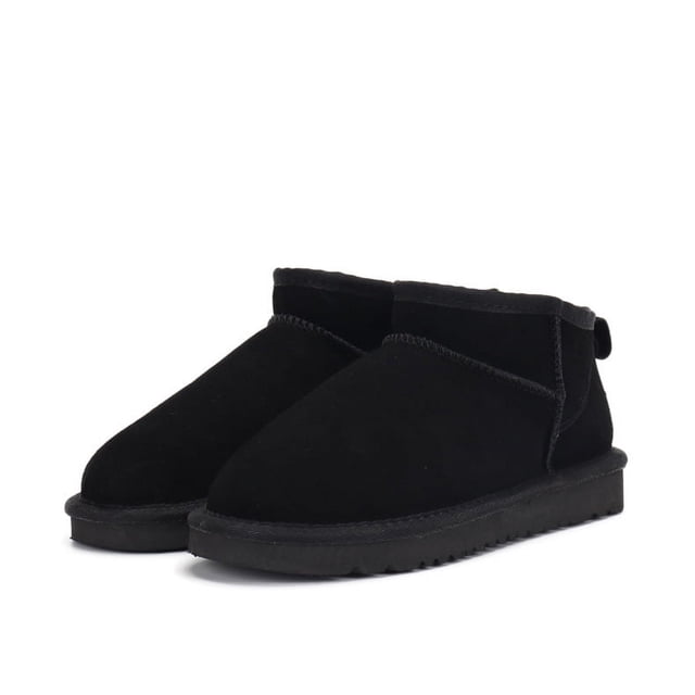 Botas de nieve básicas para mujer, botas cortas de piel de oveja, botas de nieve de algodón Sangpo