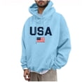 thumbnail image 4 of ZOYOEN Mens Graphic Hoodie with Drawstring- Long Sleeve Trendy Relaxed Fit Casual Pullover Sweatshirt Light Blue Size M, 4 of 6