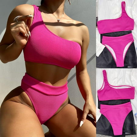 Seasonal Savings  Women s Solid Set Swimsuit Two Piece Filled Bra  Beachwear  Bralette  Comfortable Fit  Full Coverage  Quick Dry  UV Protection  Fashionable Design  for Women  Swimwear Set