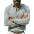 thumbnail image 5 of Aimik Men's Textured Knit Button Down Shirt Slim Fit Long Sleeve Turndown Collar Casual Shirt for Smart Casual Outfits, 5 of 6