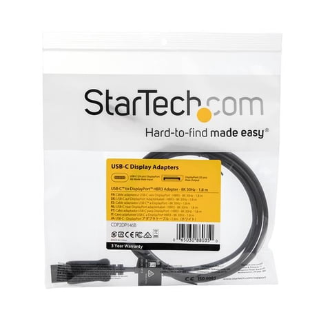 Startech USB-C-DisplayPort 変換アダプタケーブル 1.8m 8K/30Hz対応 HBR3(CDP2DP146B)