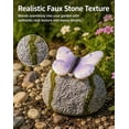 thumbnail image 4 of Butterfly Stone Garden Light – Solar Realistic Butterfly Stone Garden Light – Outdoor Weather Resistant Resin Rock Landscape Lamp for Yard Patio Lawn Decor (Green), 4 of 8