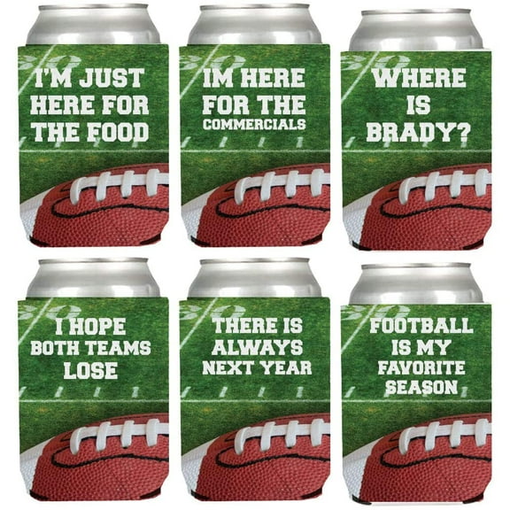 VictoryStore Can Coolers - Funny Football Can Coolers Set of 6 Different Sayings