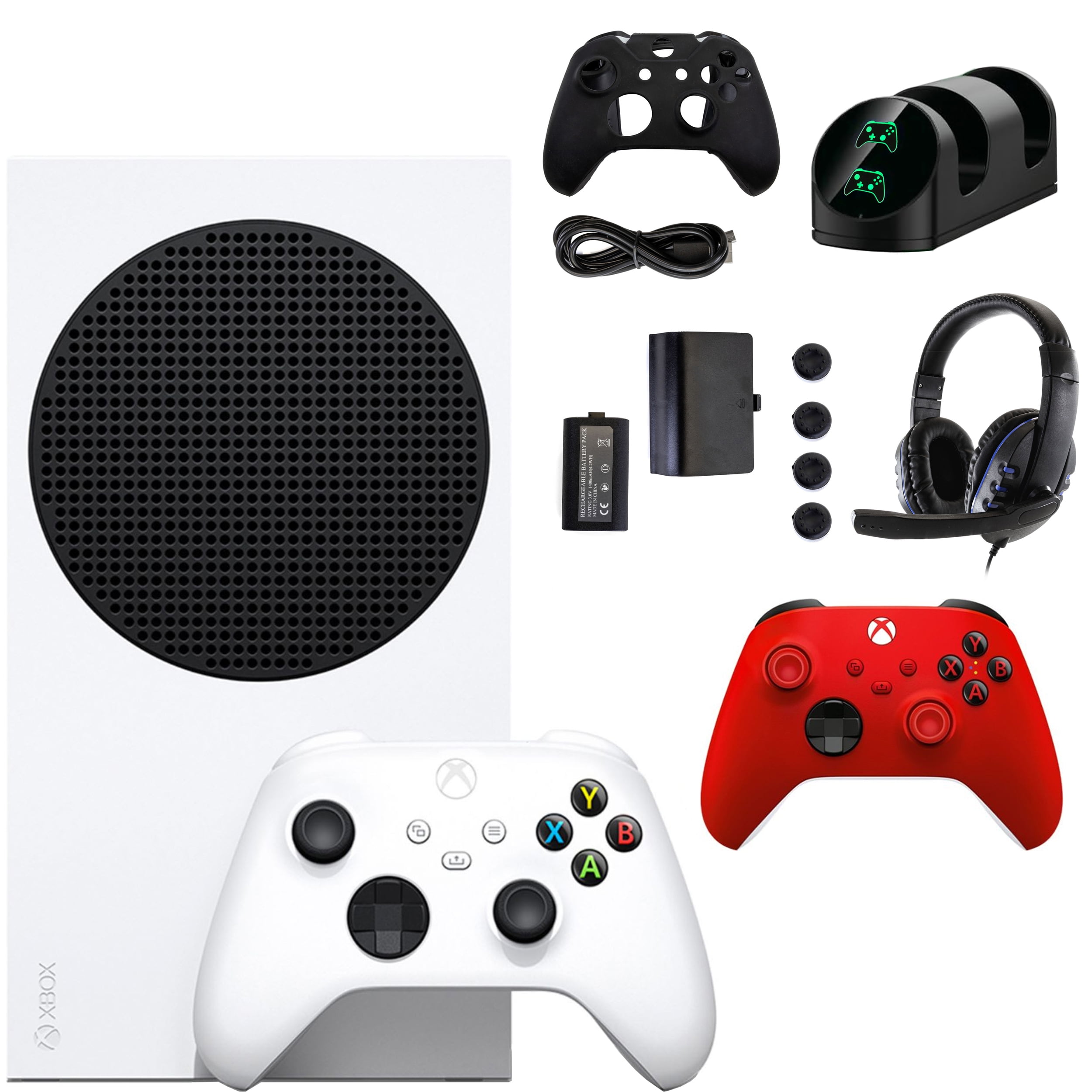 margen Alice Kan ignoreres Microsoft Xbox Series S Console with Extra Red Controller Accessories Kit -  Walmart.com