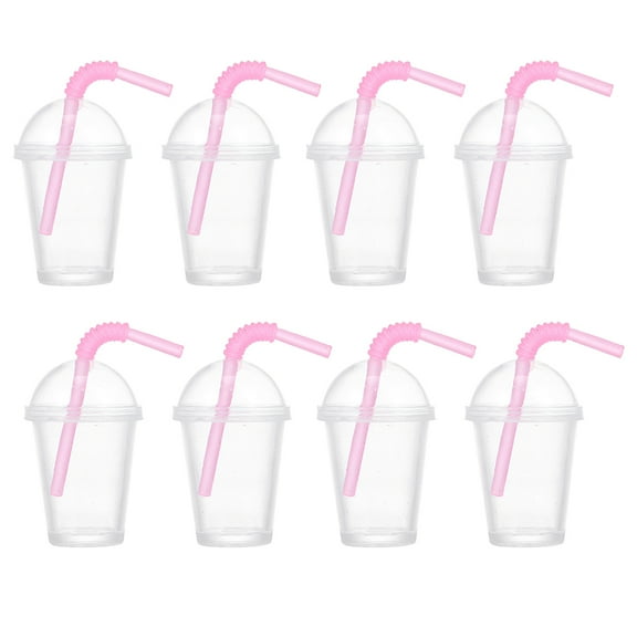 WORGEOUS  8 Pcs Desktop Mini Cups Dogs Water Bowl Portable Pet Child Pink