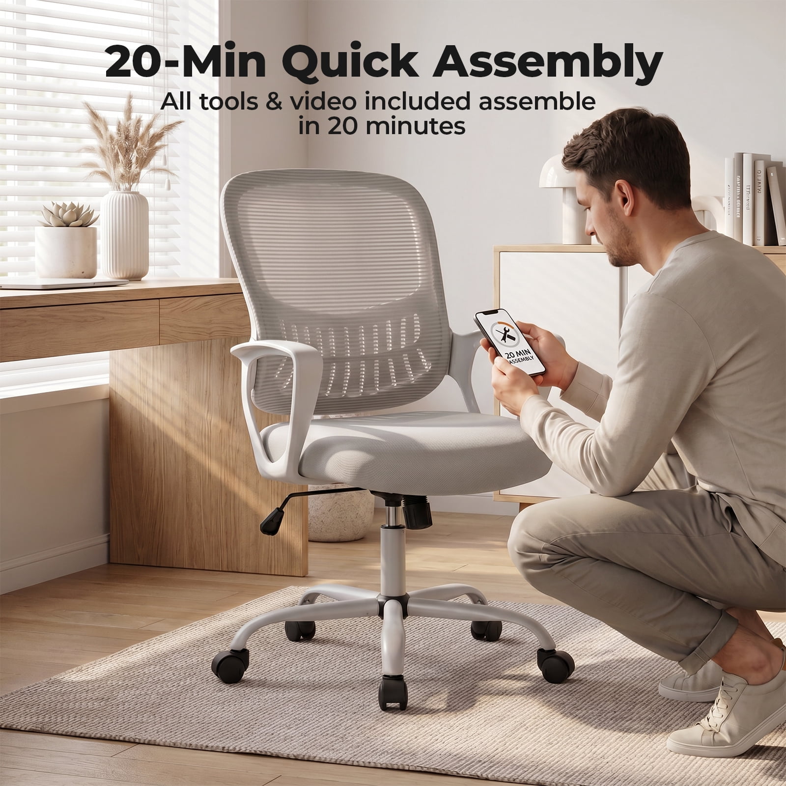 Alvantor 30" Tall Office Chair with Adjustable Footrest, Ergonomic Drafting Chair for Standing Desk, Black/Gray/Pink