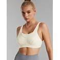 thumbnail image 2 of Wingslove Women's Sports Bra Full Coverage Wireless Bra Plus Size High Impact Non Padded Workout Bra,Ivory 46DDD, 2 of 6