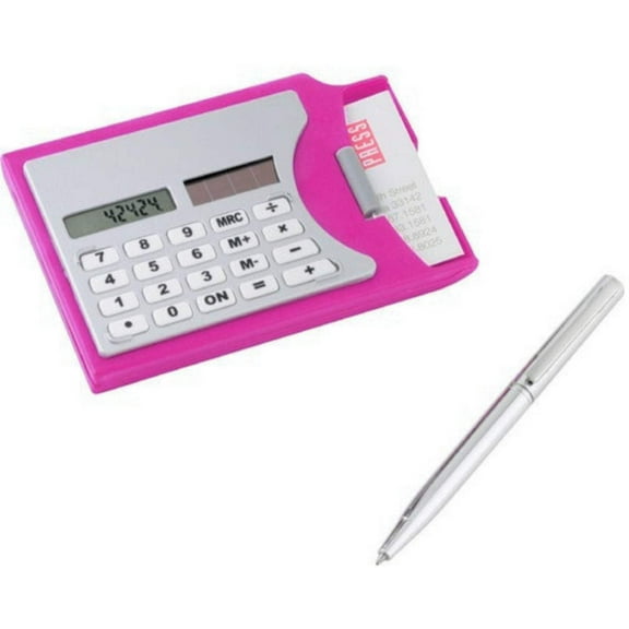 3-in-1 Compact Calculator with Cardholder and Pen: 2 Pcs Set