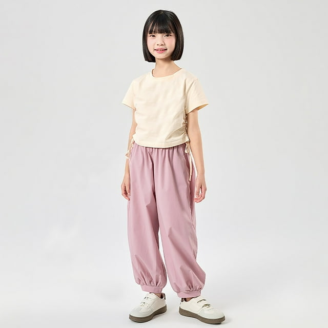 Kids Sweatpants Girls Athletic Pants with Pockets Adjustable Drawstring Basic Boys SweatPants 5-6 Years