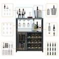 thumbnail image 4 of COZONY Versatile 5 Tier/1 Drawer Wine Bar Cabinet, Detachable Wine Rack and Ample Storage Space, Buffet Cabinet with Glass Holder and Mesh Door, Ideal for Kitchen, Living Room, and Bar,Dark Gray, 4 of 9
