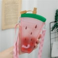 thumbnail image 2 of Watermelon Water Bottles with Straw 11.26oz Drinking Cup Adjustable Shoulder Strap for Sports Seaside Camping Travel, 2 of 5