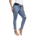 thumbnail image 4 of INSPIRE CHIC Women's Maternity Skinny Jeans Ripped High Waist Side Panel Pregnancy Jeans High Stretchy Denim Pants with Pockets 2026 S Light Blue, 4 of 6