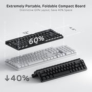 RK ROYAL KLUDGE F68 60% Foldable Low Profile Mechanical Keyboard, Wireless Mechanical Keyboard with Aluminum Body, Built-in Stand Holder, White Backlit, 68 Keys