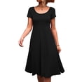thumbnail image 2 of Vestido de color puro,Vestido de mujer Vestido delgado con cuello redondo de color puro Vestido midi Rendimiento de primer nivel, 2 of 8