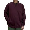 thumbnail image 2 of Hinvhai Men's Full Zipper Cardigan Casual Stand Collar Cardigan Sweater Ribbed Knit Long Sleeve Sweater Purple 10(XL), 2 of 4