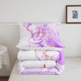 thumbnail image 5 of Manfei Kawaii Monogram J Full Size Comforter Sets,Marble Pattern Bedding Comforter Set,Purple,Polkadot Reversible,3-Piece,1 Comforter and 2 Pillowcases, 5 of 7