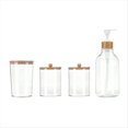 thumbnail image 3 of Juego de 4 Accesorios de Baño de Bambú: Decoración Rústica , Dispensador de Jabón, Soporte para Cepillo de Dientes, 2 Frascos Porta Hisopos de Algodón, 3 of 5