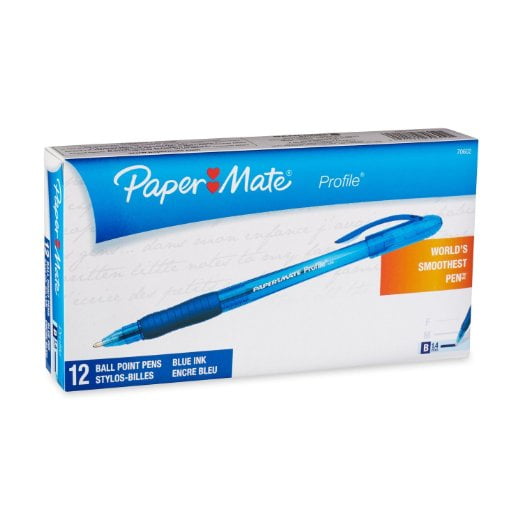 Paper Mate Profile Ballpoint Pens, Bold (1.4mm), Blue, 12 Count ...