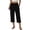 Black, variant on Women's High Waisted Button‑Accent Elastic Wide Leg Roll‑Up Cuff Cropped Capri Pants with Side Pockets for Casual Daily Summer Wear