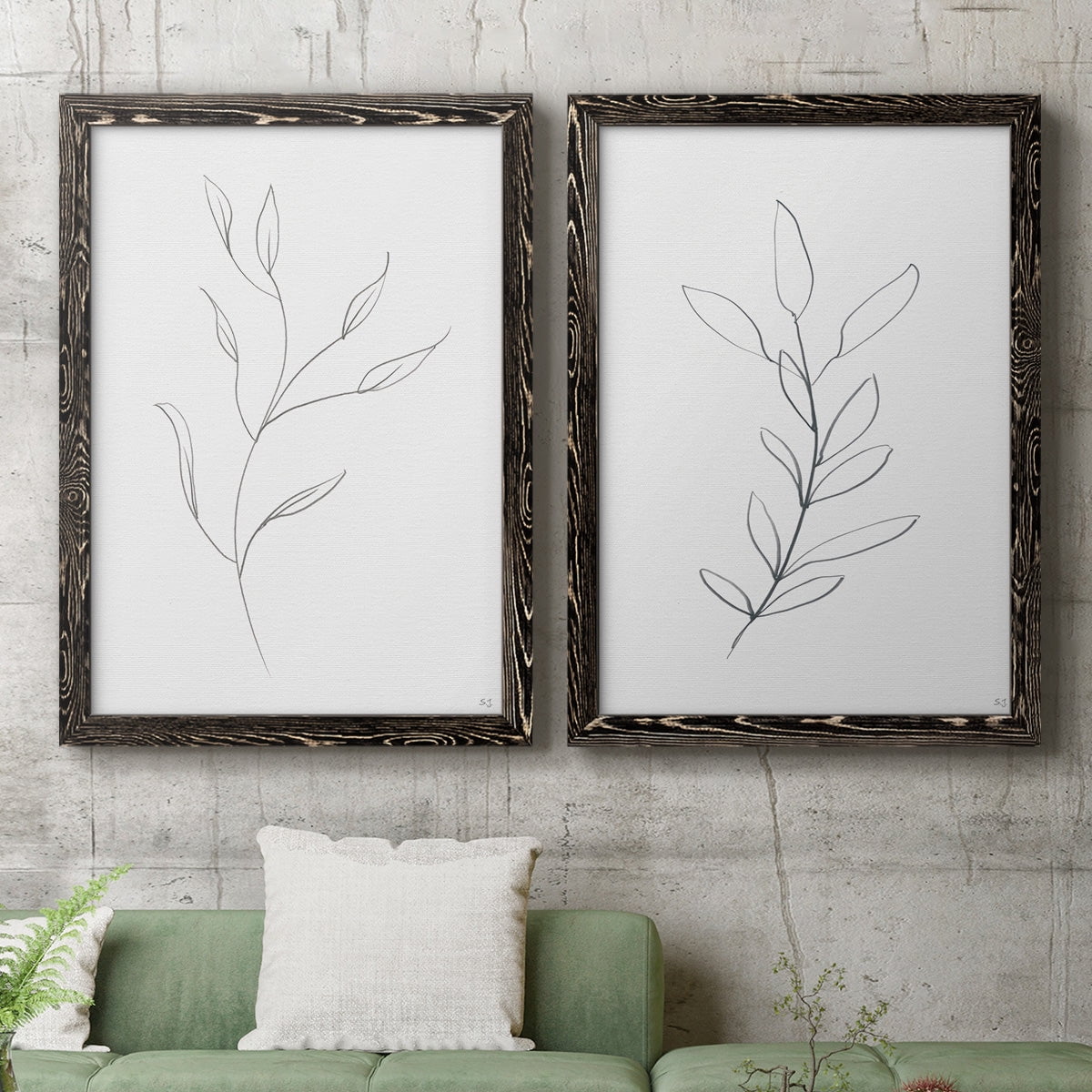 Botanical Gesture I - Premium Framed Canvas 2 Piece Set - Ready to Hang