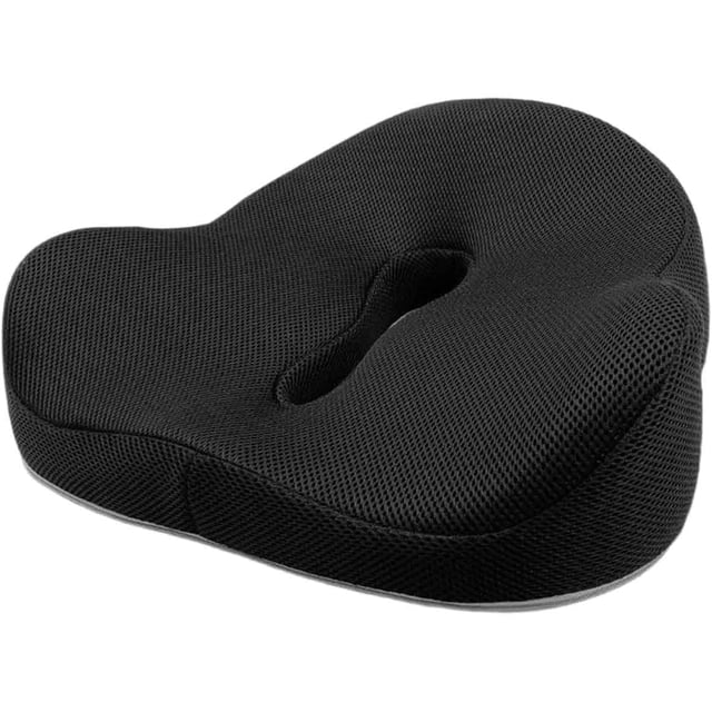 Cojín para Silla de Oficina de Espuma Viscoelástica, Cojín de Asiento Ergonómico, Funda de Malla Extraíble y Lavable, Base Antideslizante