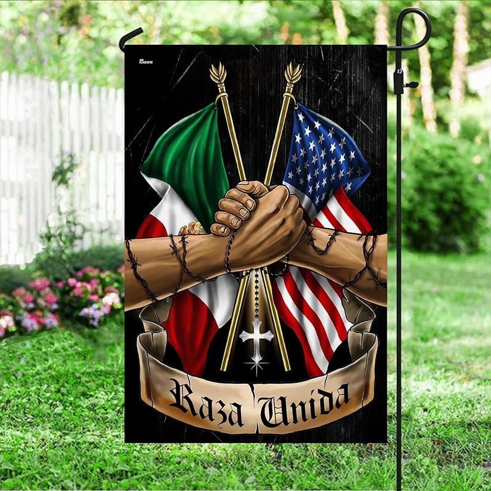 Mexican American Flag - Garden American Flags for Outside 11.5" x 17.5" - US Mexican Flag Garden Decor for Outside, USA Mexico Flag Patriotic Decorations, Outdoor Decor for Patio