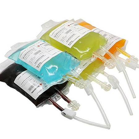 5 Pack Halloween PVC Blood Energy Drink Bag Prop Reusable Cosplay Pouch Vampire Syringe