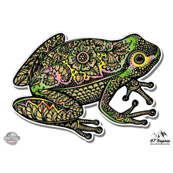 Frog Tangle Art Design - 12" Vinyl Sticker Waterproof Decal
