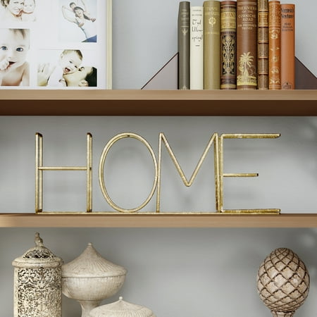 Metal Cutout Free-Standing Table Top Sign-3D HOME Word Art Accent Decor with Gold Metallic Finish-Modern, Classic, or Farmhouse Style by Lavish Home