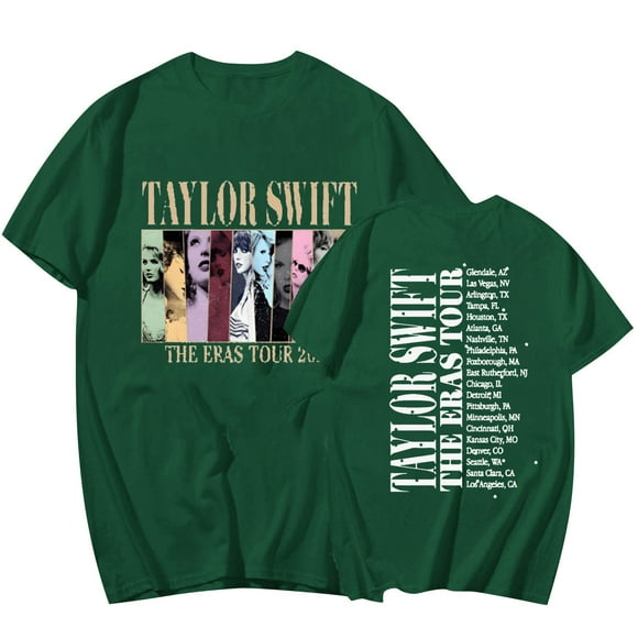 TayIor ERAS Sw1ft Women's Novelty Shirts, Lover Soft Short Sleeves Casual Music T-Shirt, Creative Valentine's day Gifts for TayIor Fans, Womens Shirts Streetwear TKFASHION Dark Green M