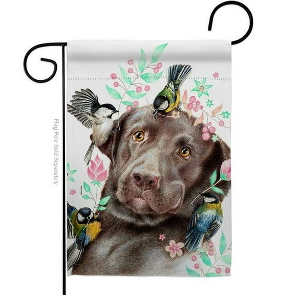 Breeze Decor G160276-BO Swallow Play with Lab Animals Dog 13 x 18.5 in. Double-Sided Decorative Vertical Garden Flags for House Decoration Banner Yard Gift