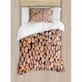 thumbnail image 3 of Rustic Duvet Cover Set Queen Size, Mass of Wood Logs Forest Tree Ecology Industry Group of Cut Lumber Circle Stack Image, Decorative 3 Piece Bedding Set with 2 Pillow Shams, Cream, by Ambesonne, 3 of 3