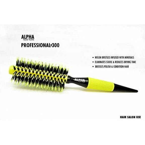 Professional Round Hair Brush Nylon And Boar Bristle 300 (yellow) Italian Design By Alpha New York