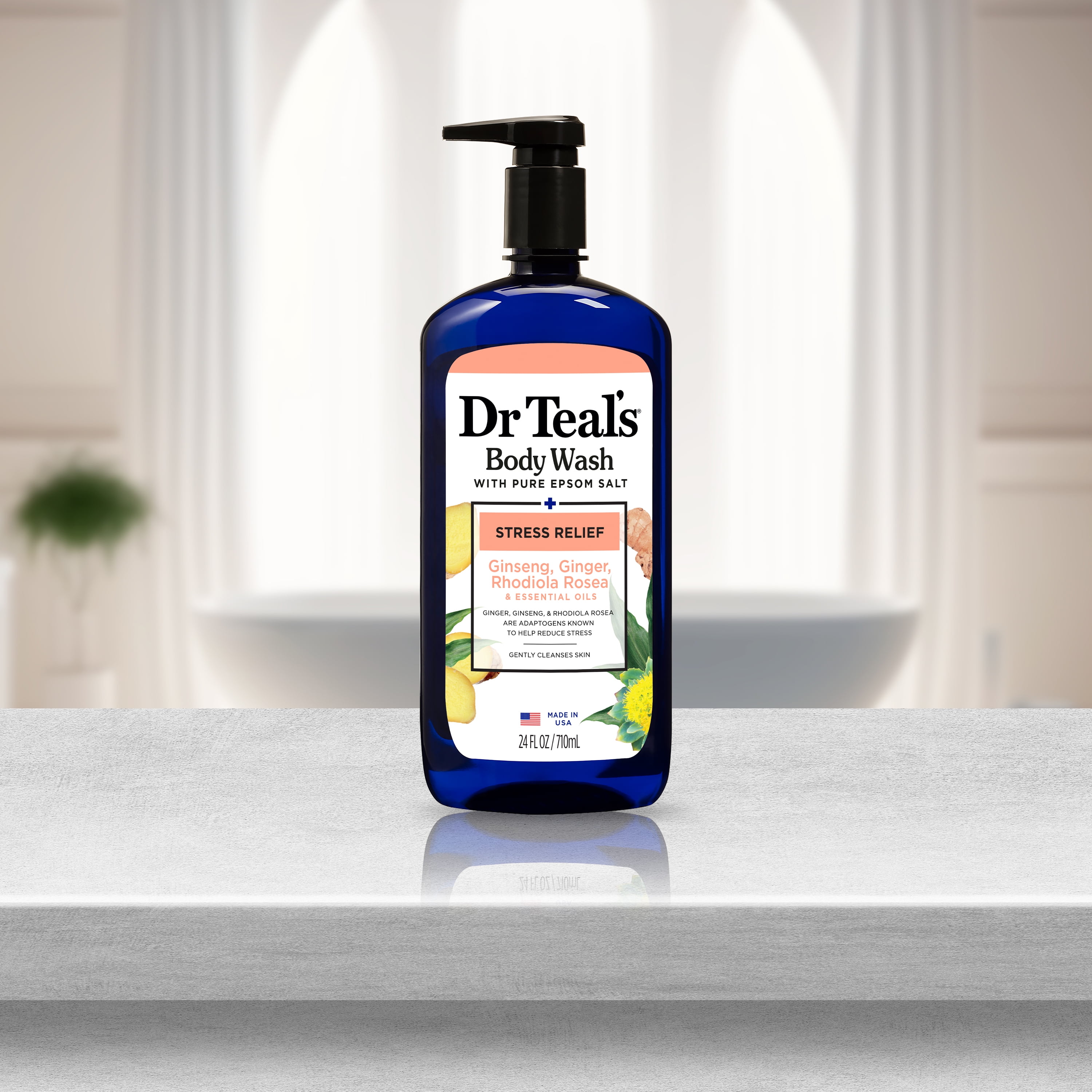 Dr Teal's Stress Relief Body Wash with Ginger, Ginseng, Rhodiola Rosea - 24 fl oz